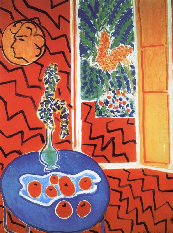 Red background blue table, Henri Matisse